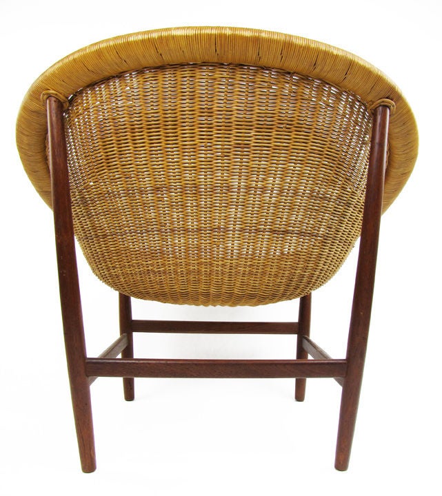 Danish Nanna Ditzel Basket Chair in Wicker + Teak