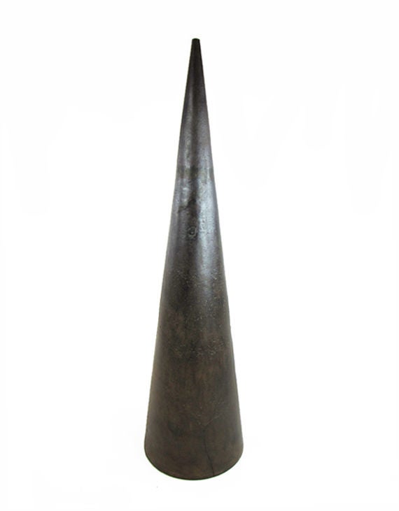 Late 19th Century large scale blacksmith cone anvils of perfect form and sculptural presence. Several available, each with their own dimples, pock marks, and cracks from use and the passage of time.  Priced each.