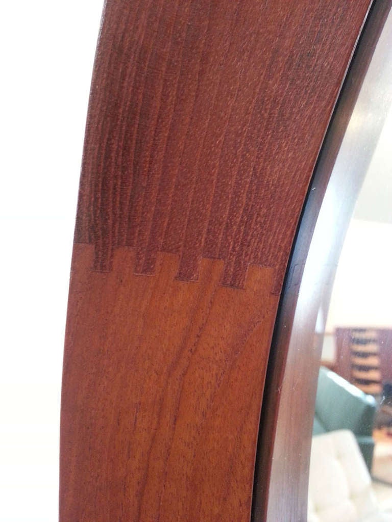 Danish Teak Round Mirror