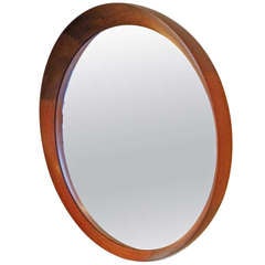 Danish Teak Round Mirror