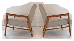 Robsjohn Gibbings Lounge Chairs in Linen + Maple