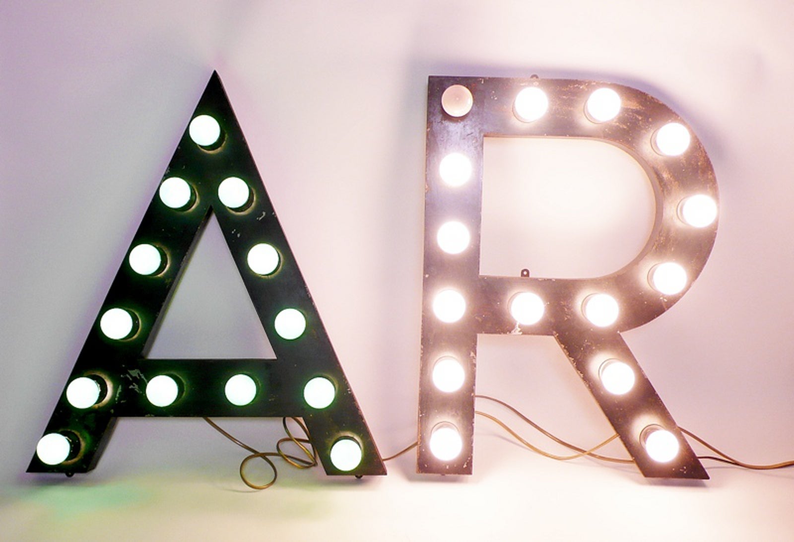 Painted Tin Letters Rewired With Bulbs Used for a Theater Sign