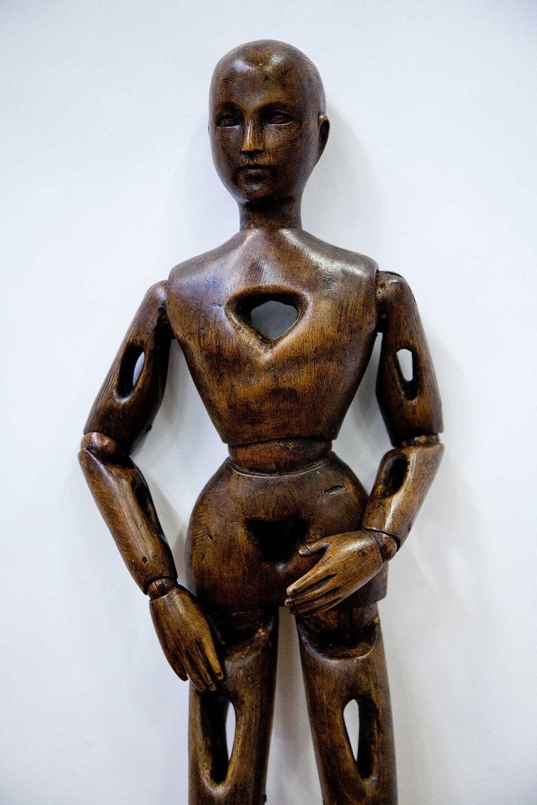 Italian Rare Oak Wood Artist’s Articulated Mannequin.