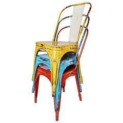 8 Multicolour Galvanized Tin Chairs A From Pauchard , Tolix