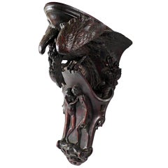 Carved Rosewood Shelf Depicting An Eagle, Adam And Eve