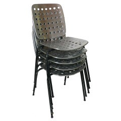 Group of Five Outdoor Aluminium Landi Chairs Designed by Hans Coray