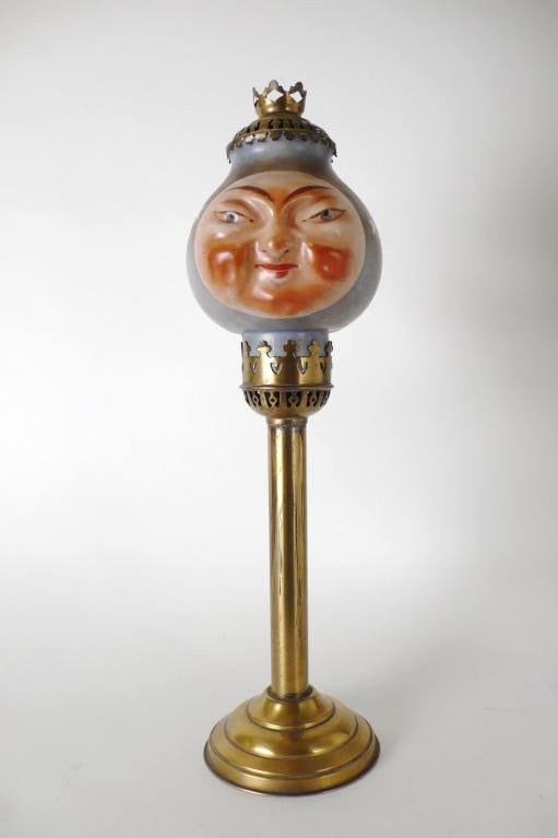 A Rare Opaline Candle Holder Depicting The Sun And The Moon