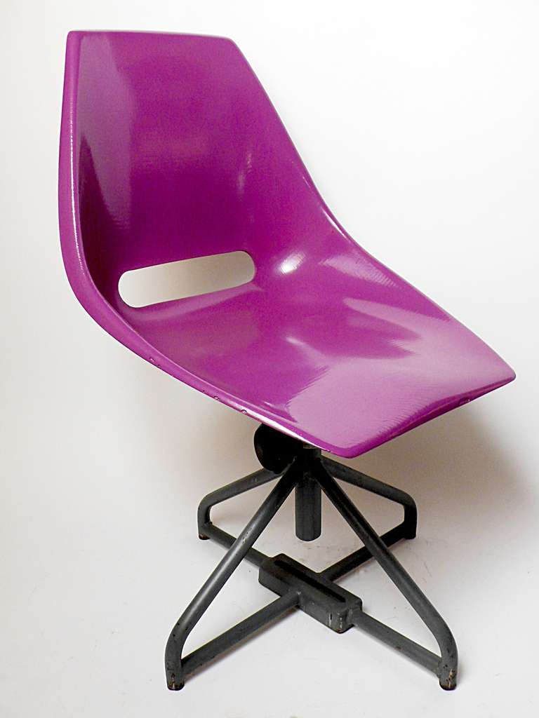 Nine Multicolor Adjustable Swiveling Fiberglass Chairs. For Sale at 1stdibs