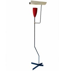 An Unusual Italian Enameled Aluminum and Gilded Brass Floor Lamp 9