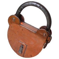 Antique A Locksmith Trade Sign Depicting A Big Copper Padlock.