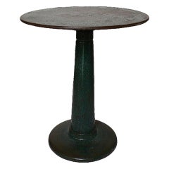 Small Round Outdoor Table Green Colour With Original Patina, Cas