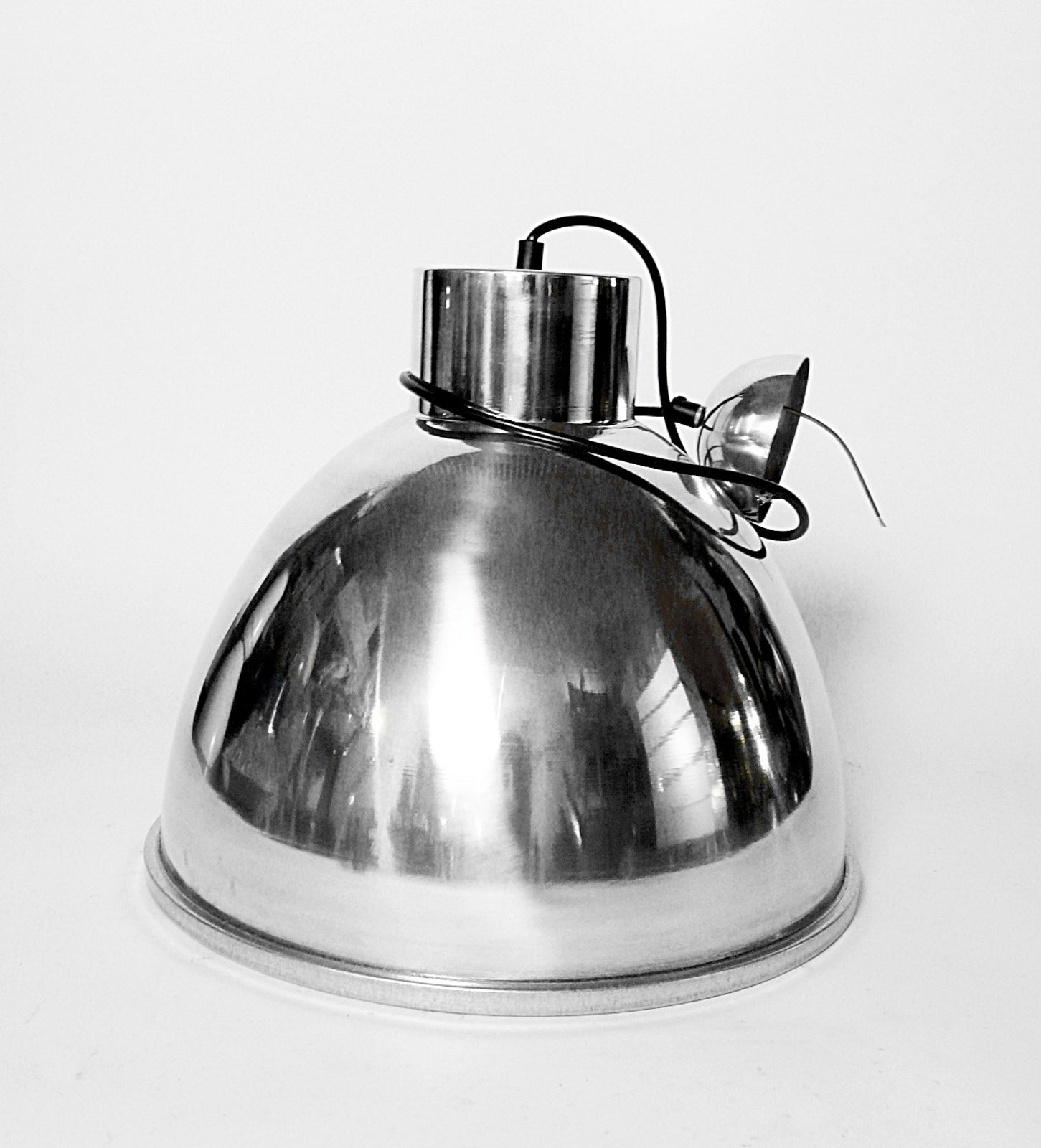Industrial Swinging Stainless Steel Lights With Wired Glass.