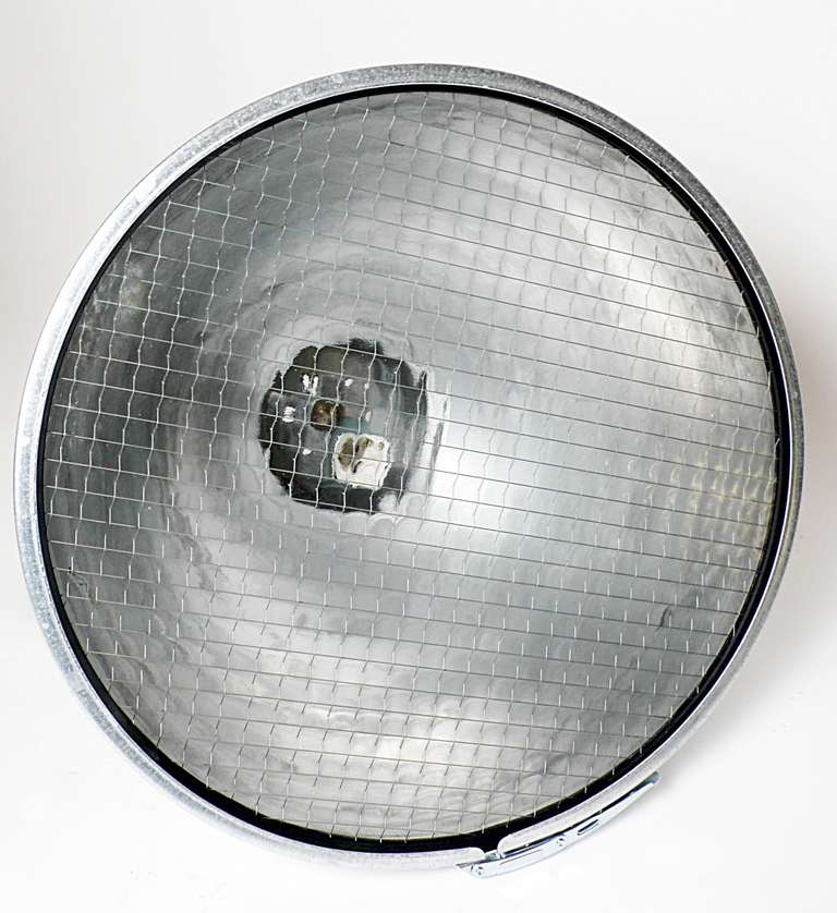 Industrial Swinging Stainless Steel Lights With Wired Glass. 1