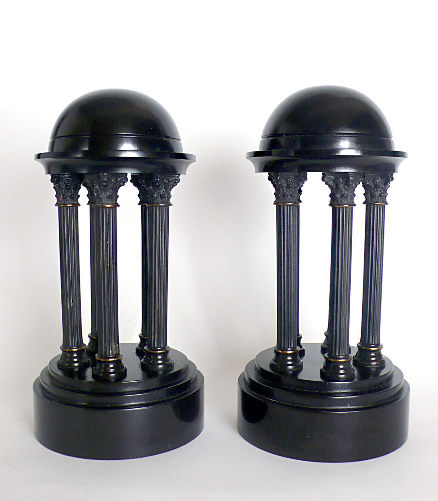 A Rare  Italian Grand Tour Object Depicting A Pair Of Little Marble Round Temple