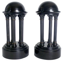 A Rare  Italian Grand Tour Object Depicting A Pair Of Little Marble Round Temple