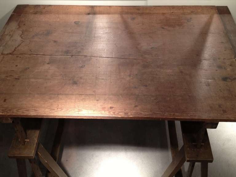 19th Century Unusual Early Xx Century Italian Wooden Drafting Machine Table. 