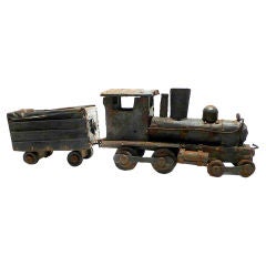 Vintage Unusual And Rare Folk Art Sculpture Depicting A Train Locomotive