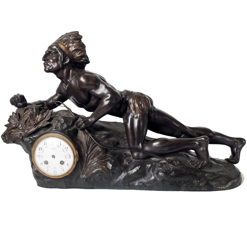A Rare French Clock Depicting an Indian