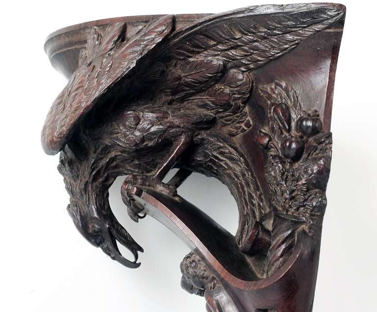 19th Century  Shelf of Carved Rosewood Depicting an Eagle, Adam and Eve with a Bee