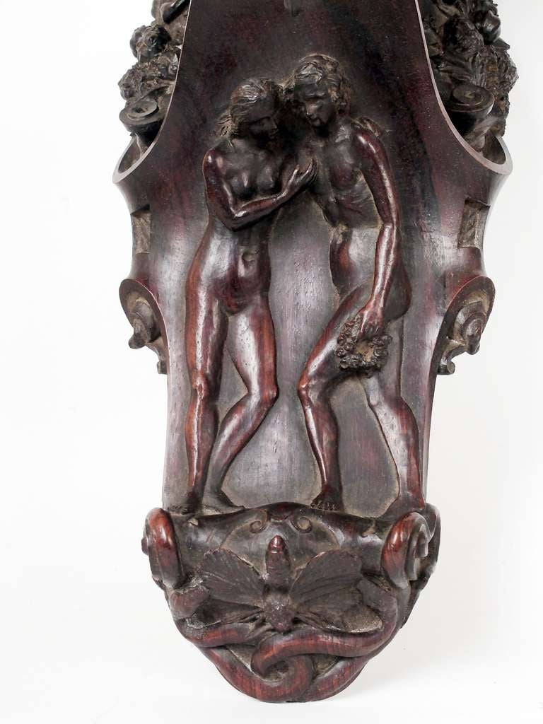  Shelf of Carved Rosewood Depicting an Eagle, Adam and Eve with a Bee 2