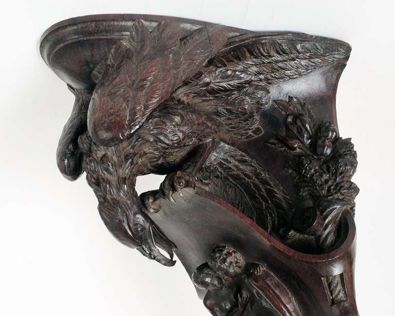  Shelf of Carved Rosewood Depicting an Eagle, Adam and Eve with a Bee 4
