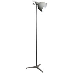 Very Tall Industrial Metal Floor Lamp , Cast Iron Base.