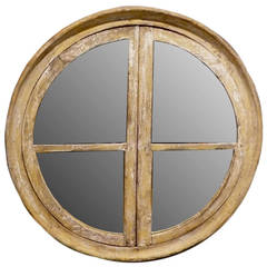 Round Wooden Frame Mirror