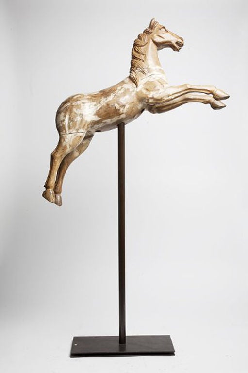 18th Century and Earlier A rare Italian sculpture of a rampant carrousel horse.