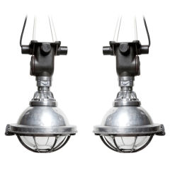 Vintage Two Outdoor swinging naval lamps. Available singularly.