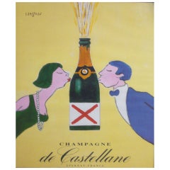 Retro Original 1971 Raymond Savignac Poster For Castellane Champagne