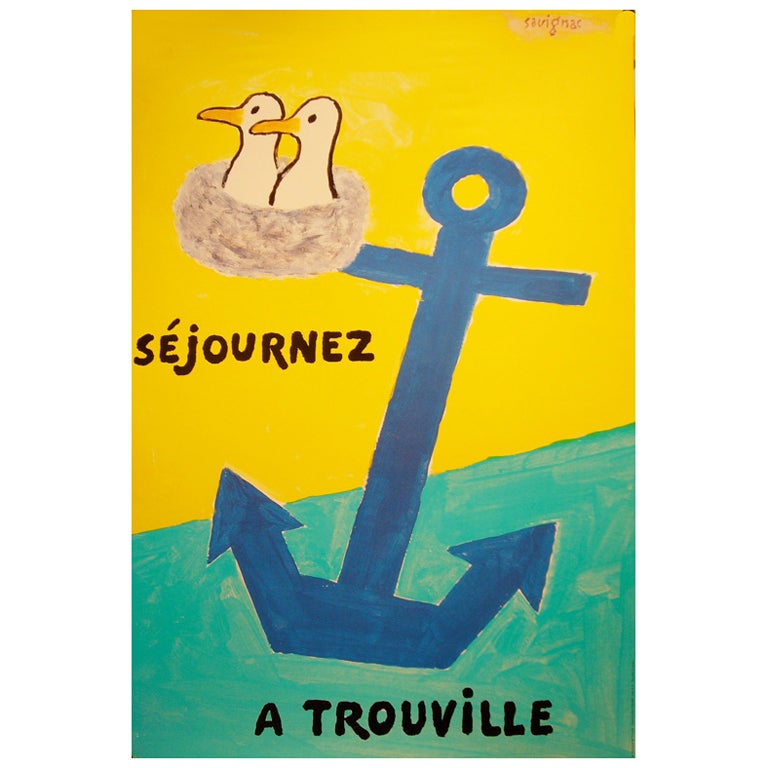 Original 1980's Raymond Savignac Poster, Sejournez A Trouville! For Sale