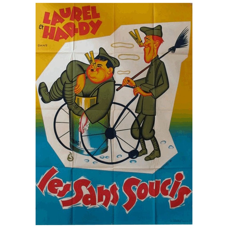 Laurel Hardy Vintage Poster - Sans Souci (Pack up Your Troubles) For Sale