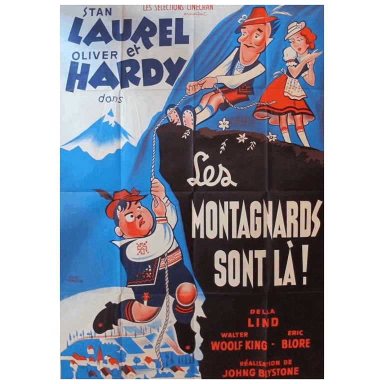 Laurel Hardy Vintage Poster - Les Montagnards (Swiss Miss) For Sale