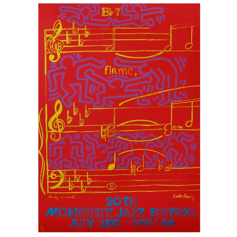 Original 1986 Andy Warhol & Keith Haring Poster - Montreux Jazz For Sale