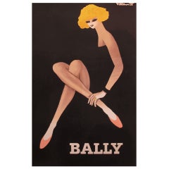 Vintage Original 1980's French Poster For Bally Shoes - Bernard Villemot