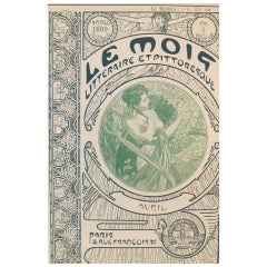 1899 Original Art Nouveau Illustration, Le Mois Avril - Mucha