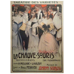 Antique 1904 Opera Poster La Chauve Souris - Dola