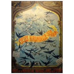 Original 1900s Cycles Hirondelles Poster - Vivien