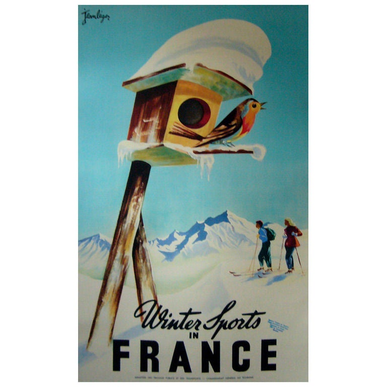 Winter Sports in France Poster - Jean Leger For Sale