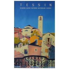 Original 1940s Switzerland Travel Poster, Tessin - Buzzi