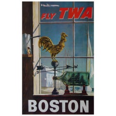 Retro Original 1950s TWA Boston Poster - Beeche