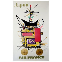 Original 1960s Air France - Japan Poster by Georges Mathieu