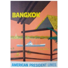 Original 1950s America President Lines Bangkok poster