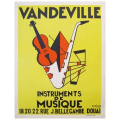 Vandeville Music Store, Original 1950s Poster - Dailles Vandeville Music Store, Original 1950s Poster - Dailles