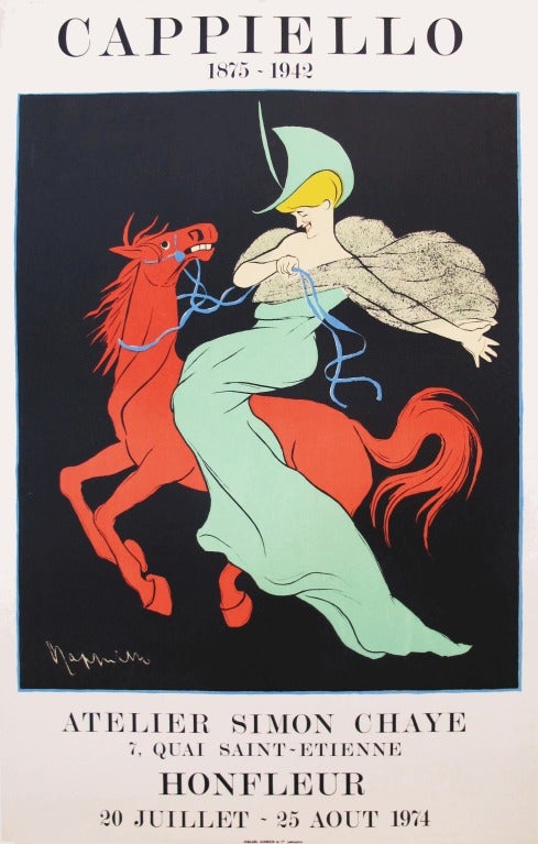 A poster that was created for an exhibition of works by Leonetto Cappiello at Galerie Simon Chaye in Paris, 1974. The poster features the Master's poster for Chocolat Klaus, created circa 1903. The Atelier Simon Chaye is still in business and is now