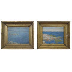 Pair of Coastal New England Oil Sketches