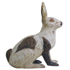 Whimsically Painted Iron Rabbit