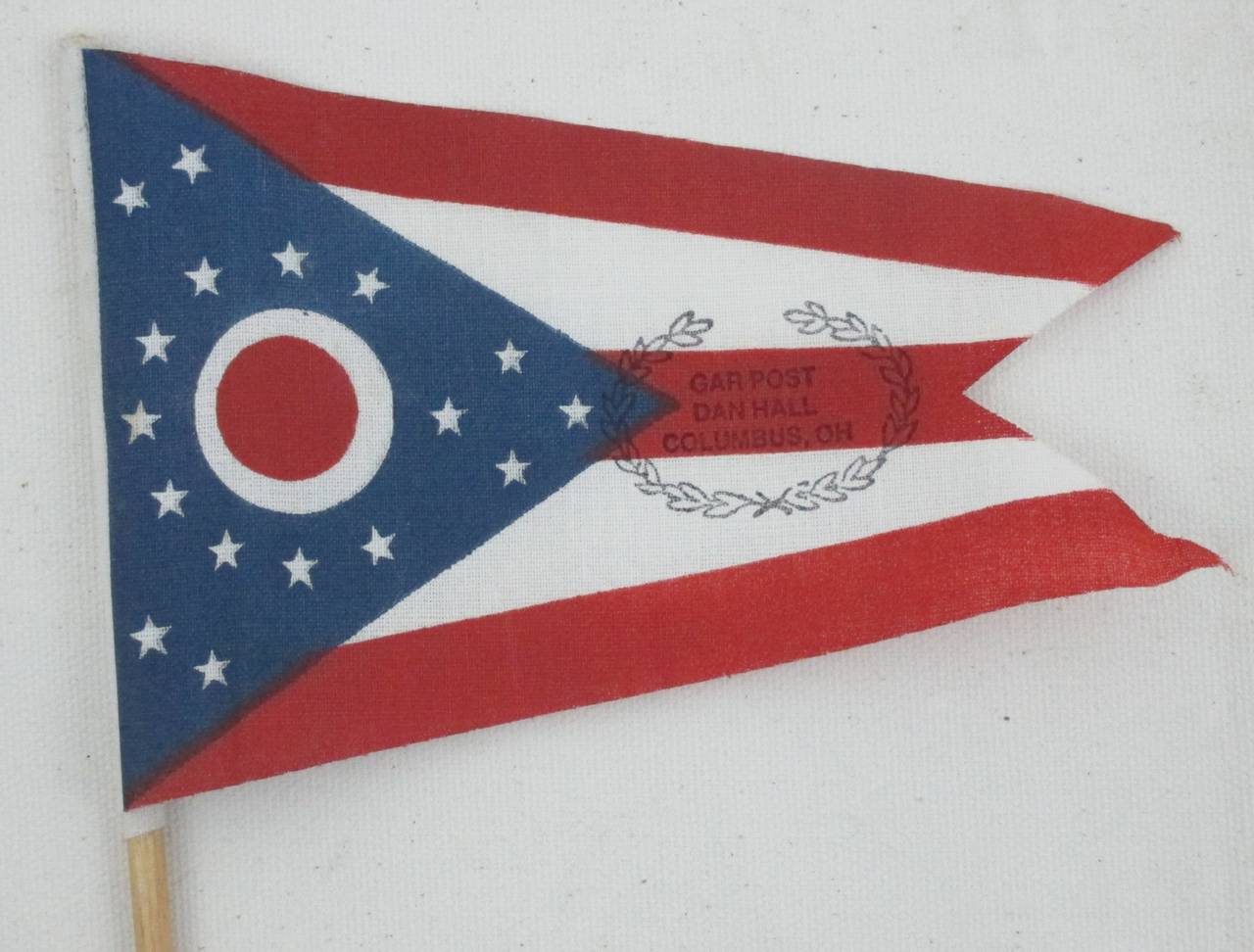 Ohio Parade Flag with GAR Overprinting In Excellent Condition In North Egremont, MA