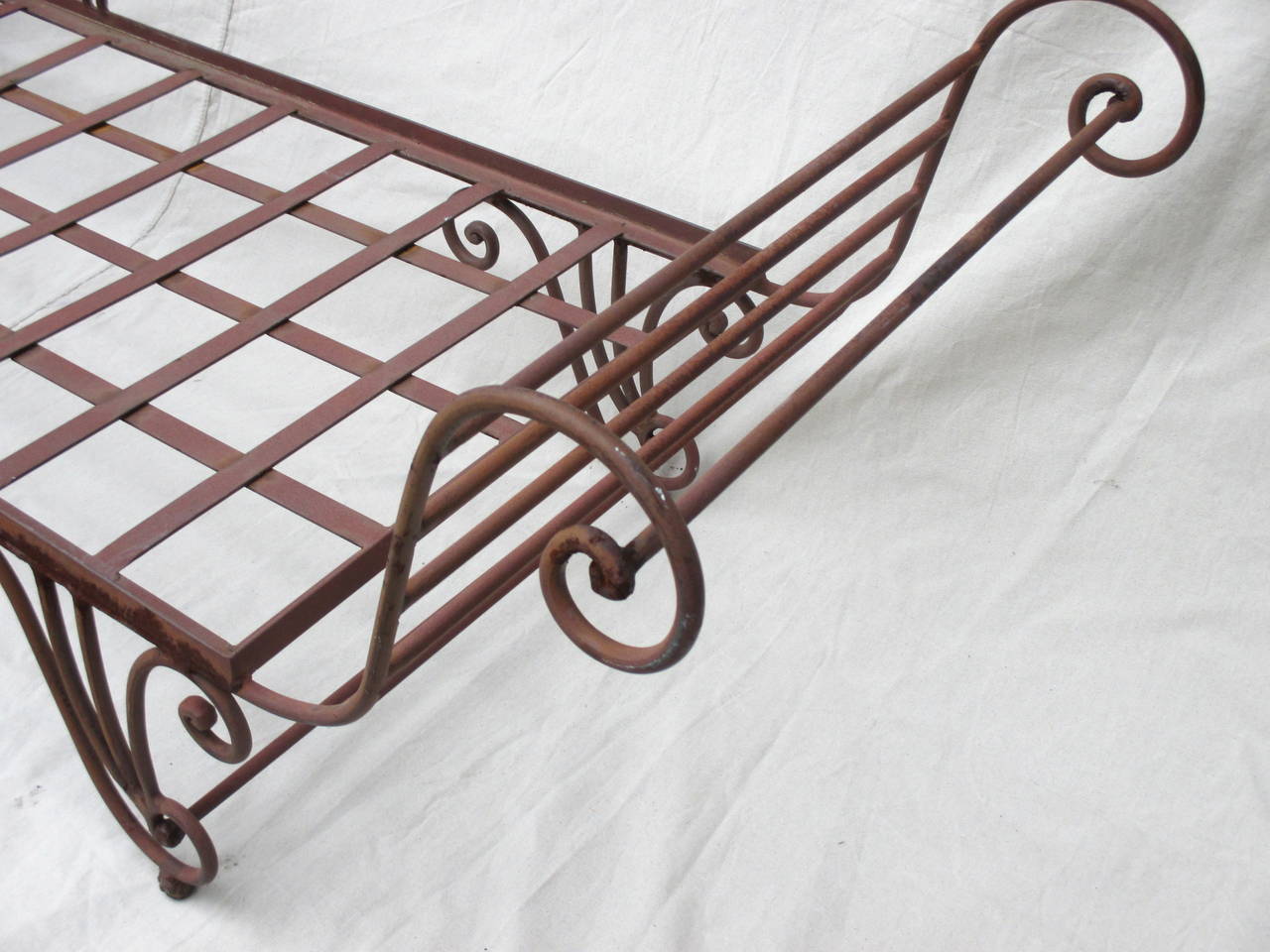 Wrought Iron Opposing Pair of Neoclassical Iron Chaises