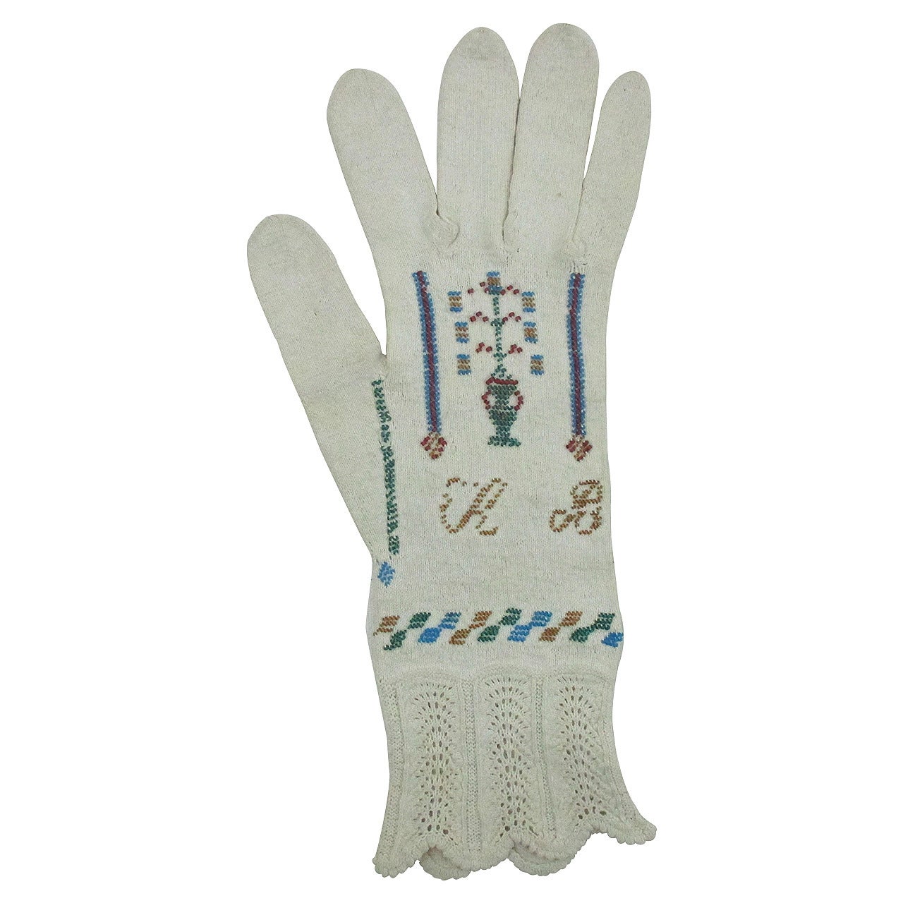 Unusual Knitted and Beaded Woman's Glove For Sale